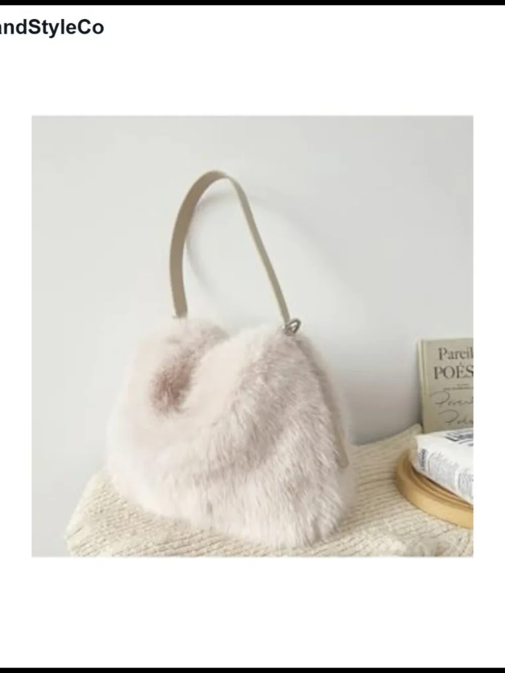 Faux Fur Furry Hobo Bag Soft Plush Shoulder Purse Adjustable Strap Women's